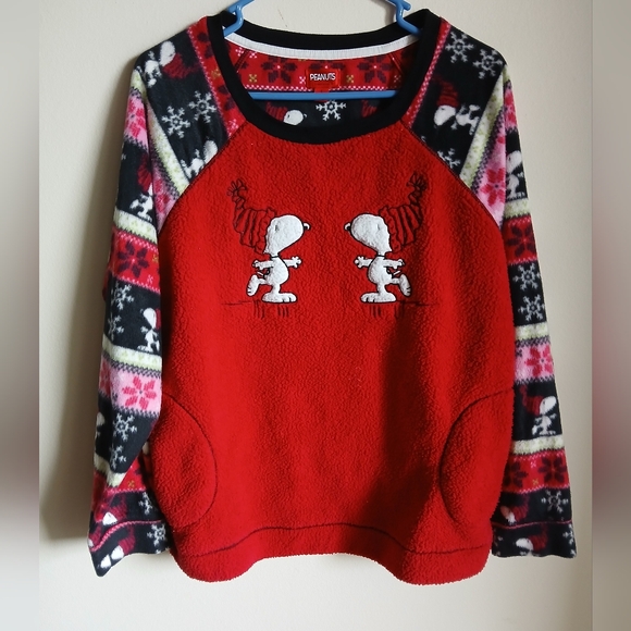 Peanuts Snoopy Fleece velour Sweatshirt-Size Large - Picture 1 of 10